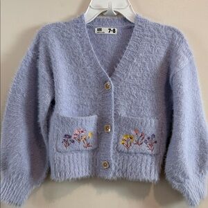 Cotton On Kids Matilda Lavender light Purple Cardigan with Floral Embroidery
